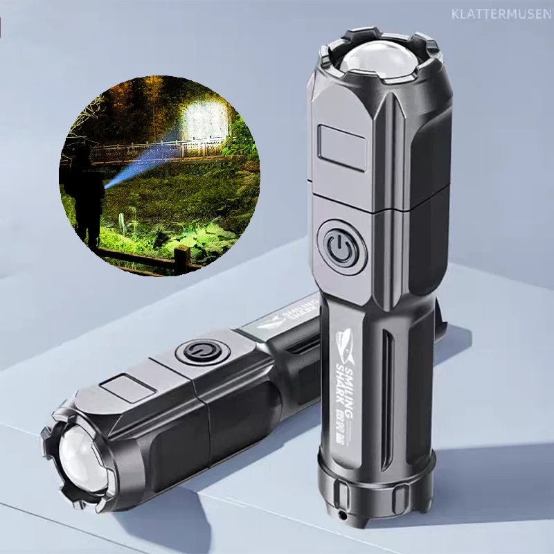 SMILING SHARK Ultra Bright Flashlight ABS Strong Light Focusing Portable Led Flash Light Waterproof Outdoor Lighting Lamp
