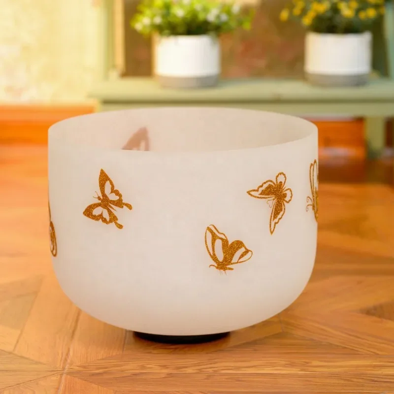 

Butterfly Design Crystal Singing Bowl Meditation Yoga White Quartz Singing Bowls Sound Healing Therapy Percussion Instruments