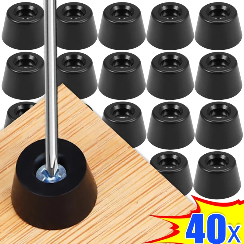 

40/8PCS Rubber Pads Floor Table Chair Protectors Furniture Leg Cover Speaker Cabinet Bottom Black Tips Absorber Non-slip Gasket