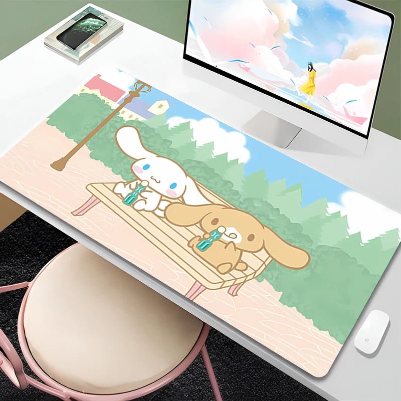 

Large Gaming Customized Cinnamoroll Mouse pad Office desk mat Game keyboard pad Desk Mats Sanrio lovely Mousepad Home Decor gift