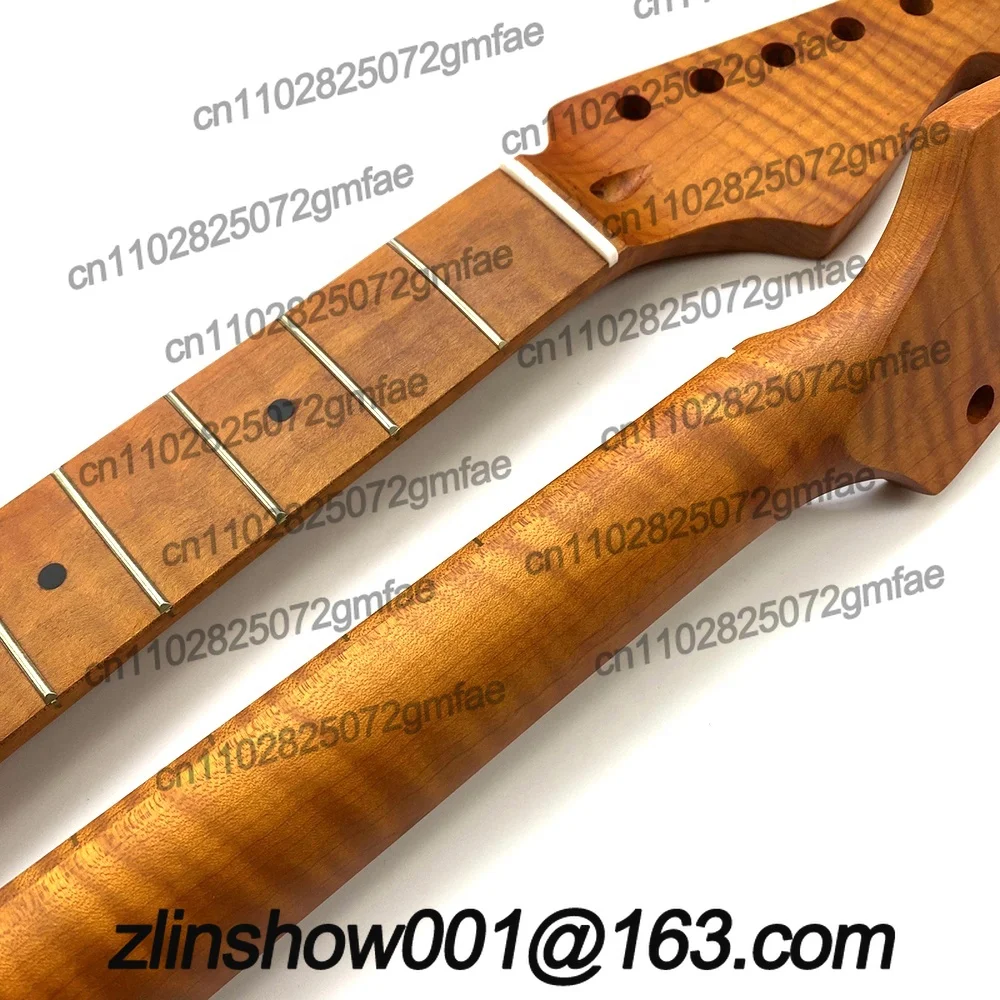Custom 22 Fret Nitro Satin Electric Guitar Neck ST Roasted Flame Maple Guitar Neck With Maple Fretboard