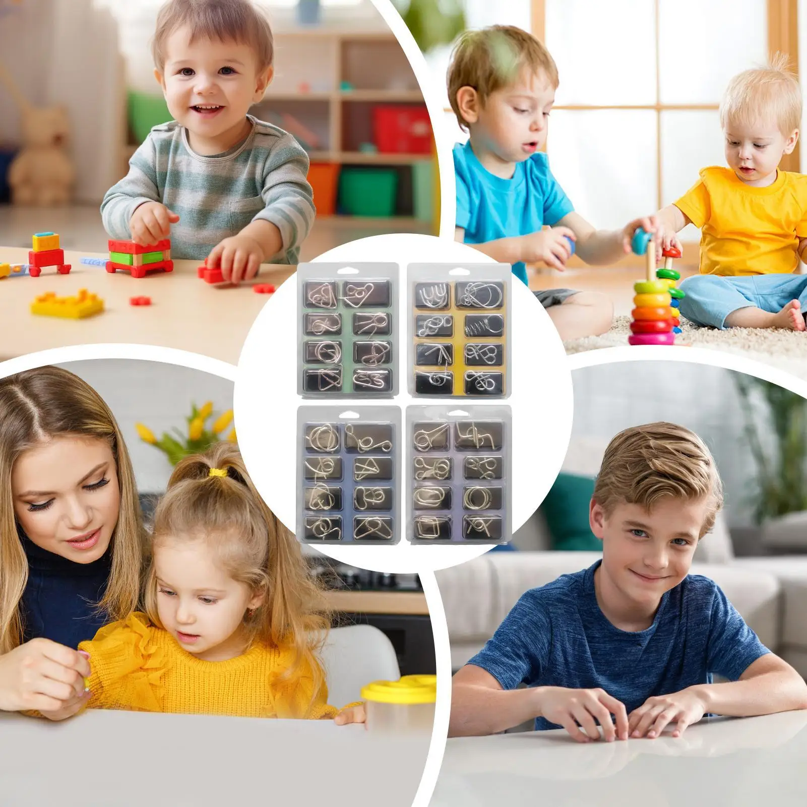 금속 퍼즐 두뇌 티저 논리 훈련 지능 장난감 지능 테스트 두뇌 티저 가정 사무실용 금속 퍼즐