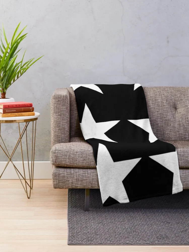 Large WHITE and BLACK STARS Throw Blanket Hairy Blankets Soft Bed Blankets Blanket For Decorative Sofa