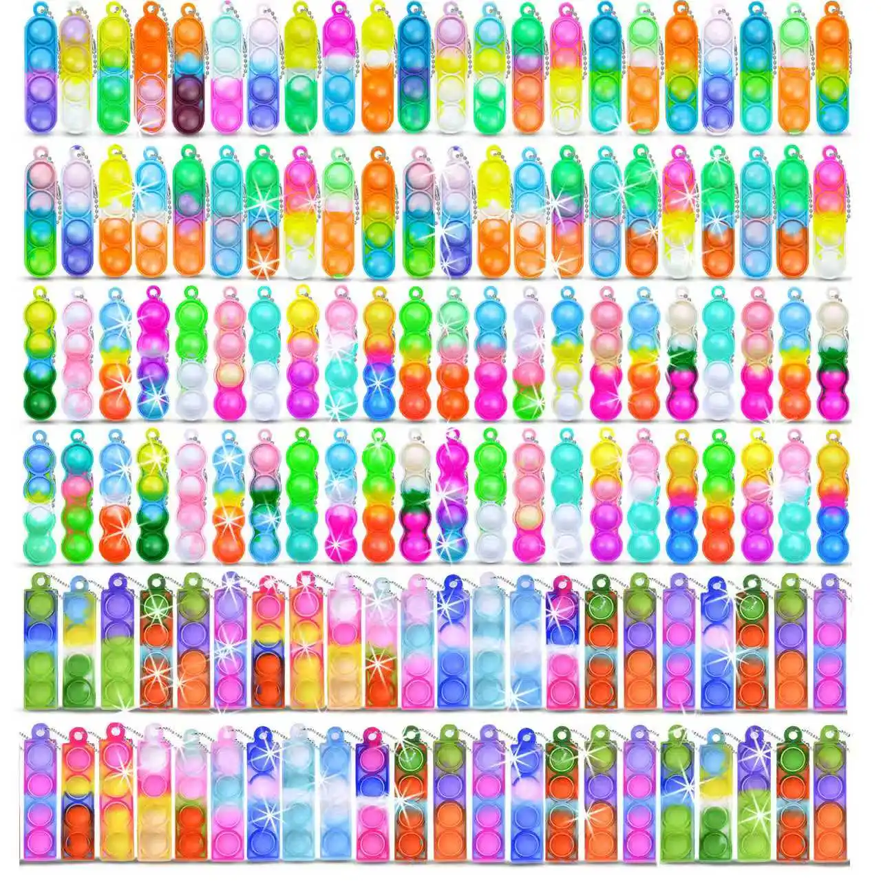 Mini Pop Keychain Fidget Toy Stress Relief For Kids Birthday Party Favors Classroom Prizes Carnival Game Goodies Bag Fillers