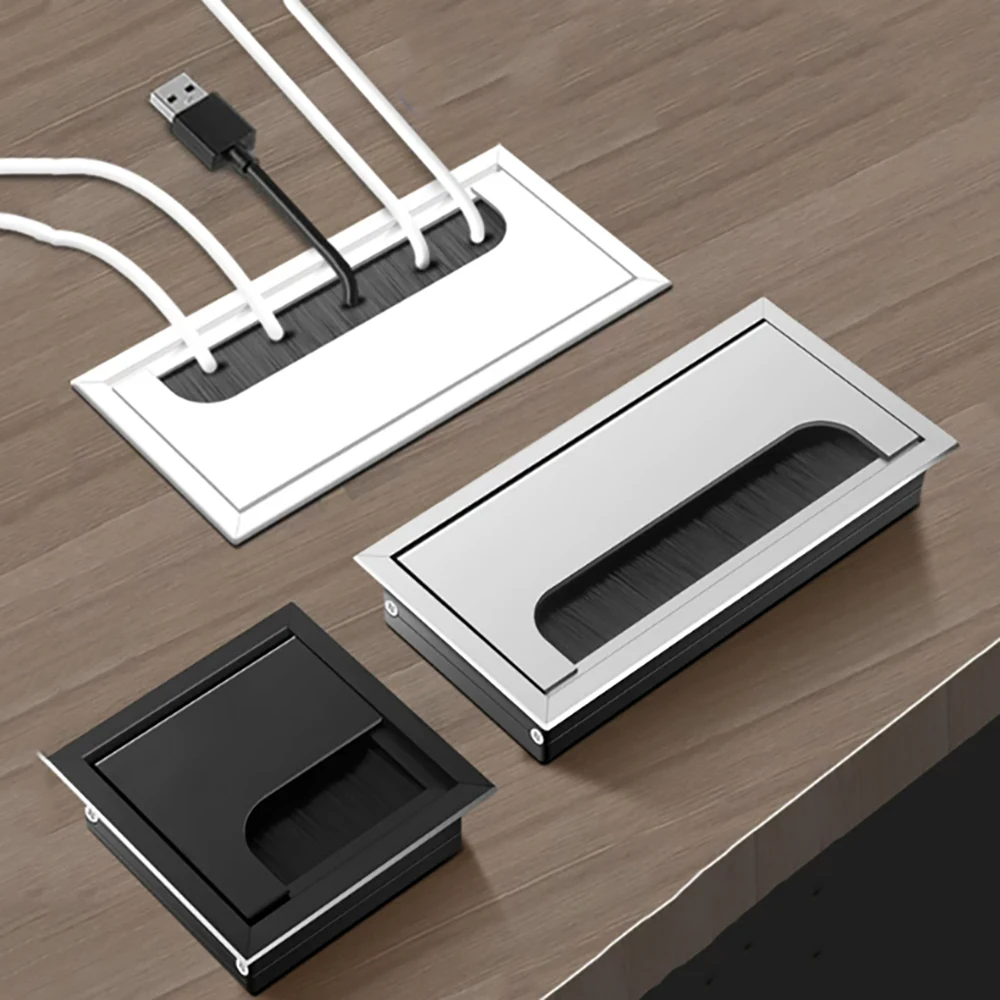 1Pcs Black/Silver Aluminum Alloy Office Furniture Ventilation Hole Accessories Cable and Wire Storage Box Lengh 160/200/300mm