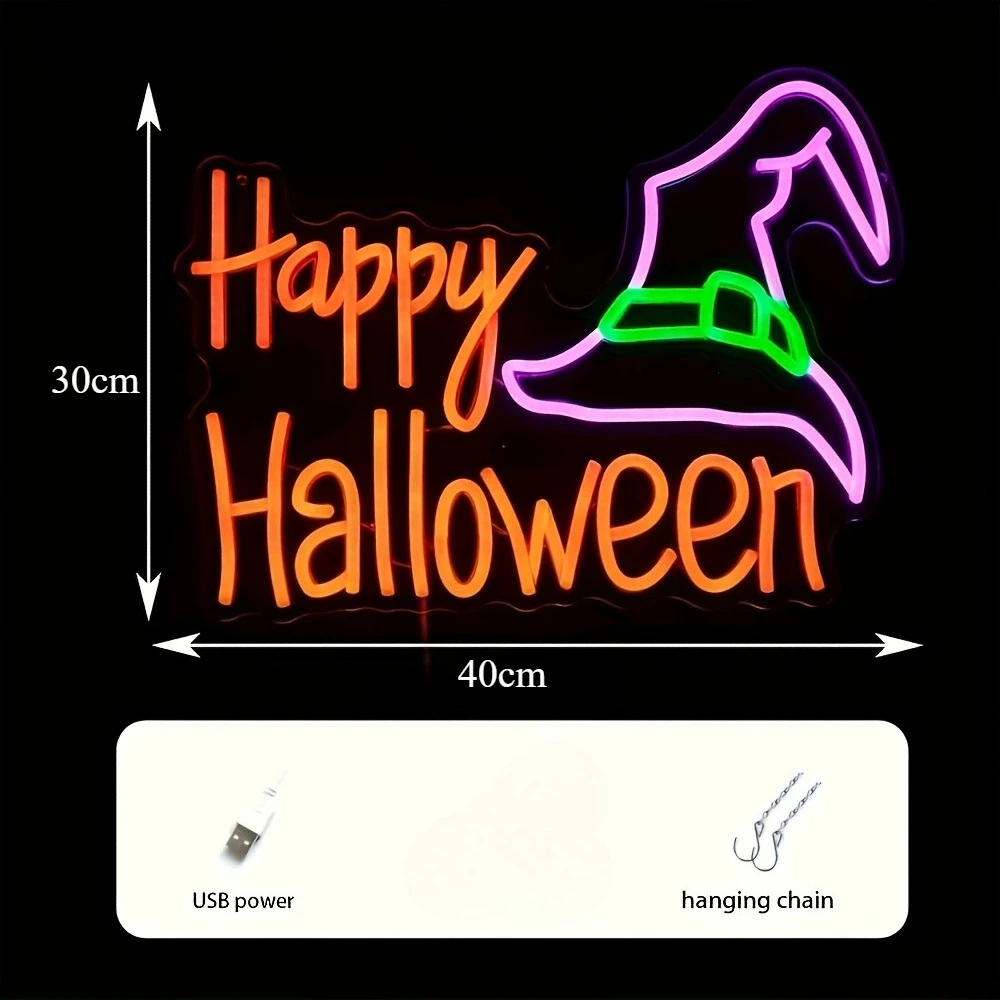 سعيد هالوين ضوء النيون تسجيل USB عكس الضوء LED النيون تسجيل لغرفة النوم غرف معيشة نادي بار رجل الكهف هدايا الحفلات جدار ديكور #4