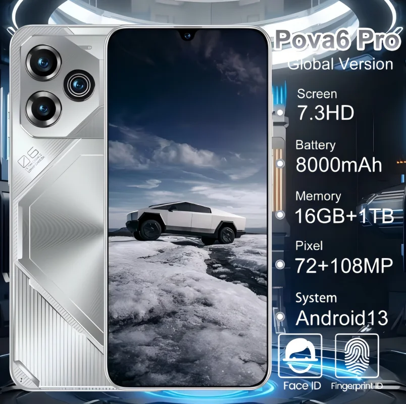 ATL-Pova6 Pro, teléfono inteligente 5G Global, 16GB + 1TB de memoria, pantalla HD de 7,3 pulgadas, 8000mAh, Android 14