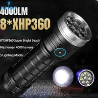 10000LM XHP360 * 8 LED EDC Flashlights Portable Rechargeable Torch Outdoor IPX65 Waterproof Hiking Camping Emergency Work Light