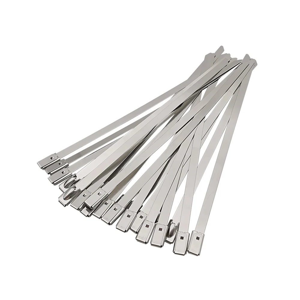 10Pcs Stainless Steel Cable Tie 4.6mm Multifunctional Self-locking Metal Winding Wire Tie Indoor Outdoor Strong Drawstring Strap