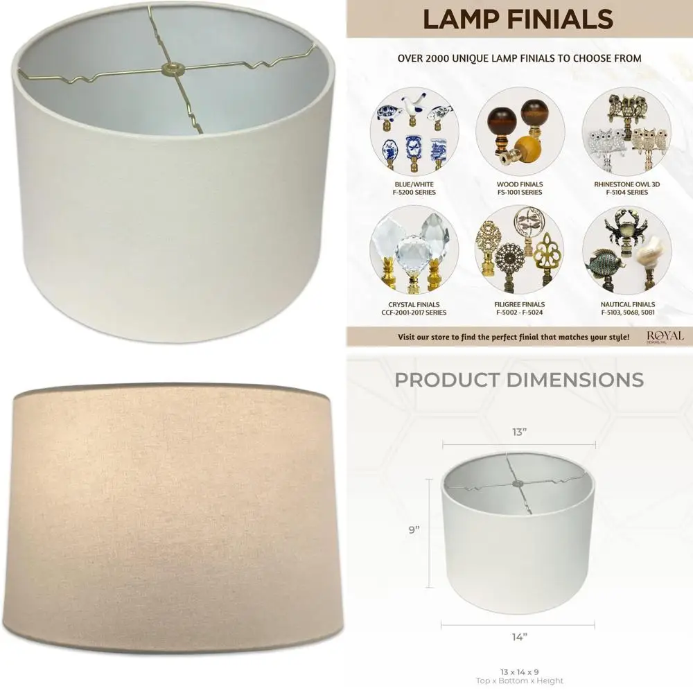 

Linen Eggshell Shallow Drum Hardback Lamp Shade 13x14x9, 14-Inch Depth, Light Neutral Finish, Suitable for Various Lighting Fixt