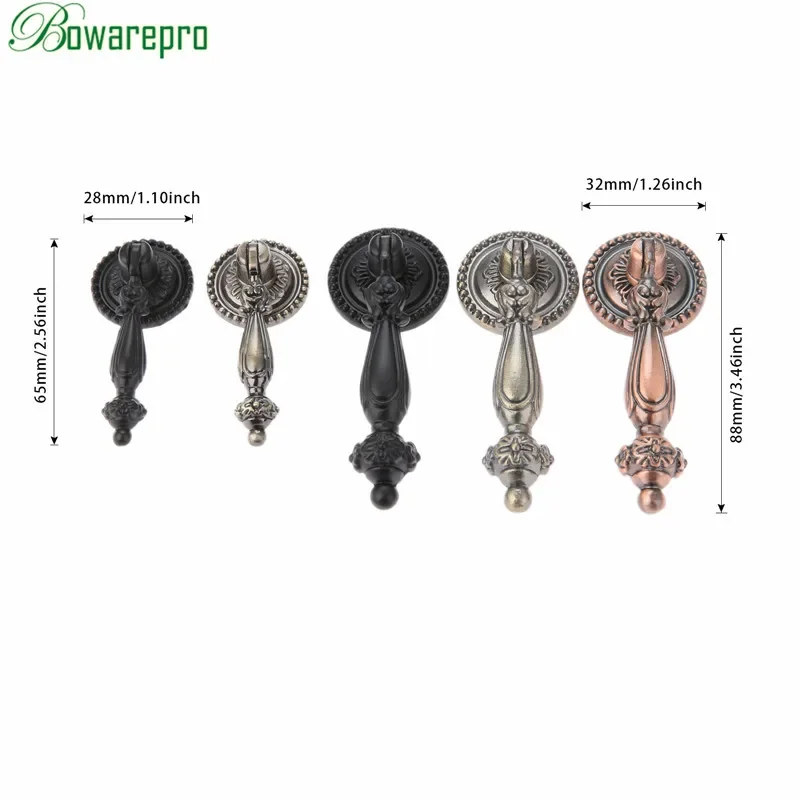 2Pcs Retro Antique Drop Pull Handle Wardrobe Door Pulls Dresser Drawer Kitchen Cupboard Hanging Design Cabinet Knobs and Handles