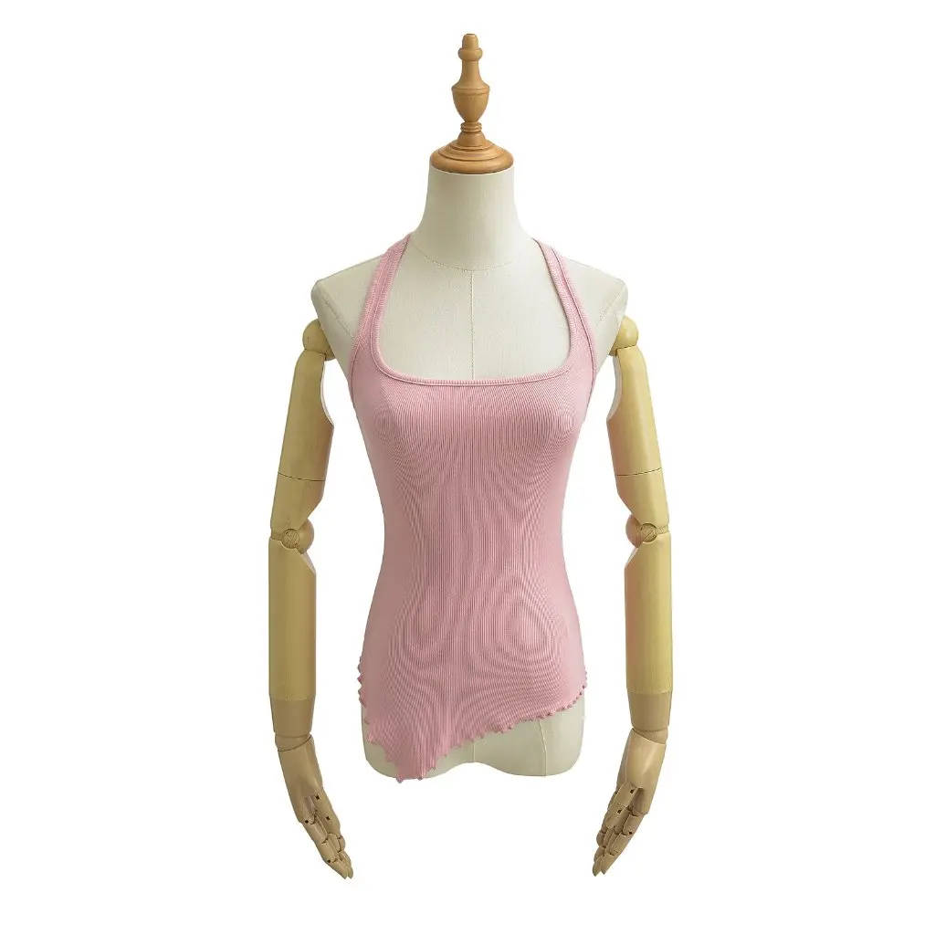 

Women's U-neck Camisole Sleeveless Hollow-out Lace Top Trendy Stretchy Solid Color Summer Irregular Back Design