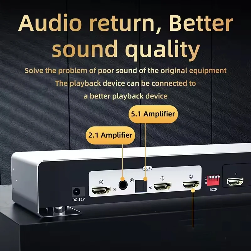 Unnlink-HDMI Matrix Video Switch Splitter, Extrator de Áudio Óptico, 4 em 2 saídas, 4K, 60Hz, 4x2, 3,5mm