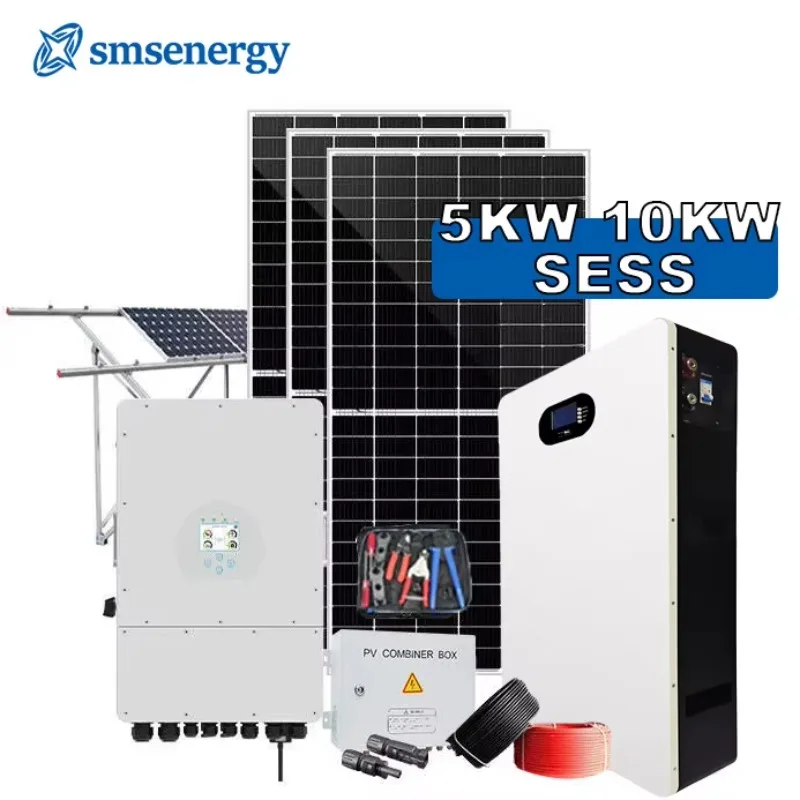 SMS Grade 8000+ Cycle 5KWh 10KWh 15kWh Ground Mounting Energy Storage Battery Monocrystalline Silicon Home System Off-grid
