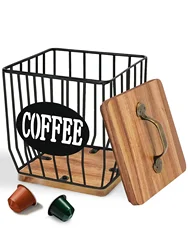 Coffee Capsule Basket Coffee Capsule Holder Coffee Filter Storage Container Basket Coffee Filter Holder with Lid Storage Baskets