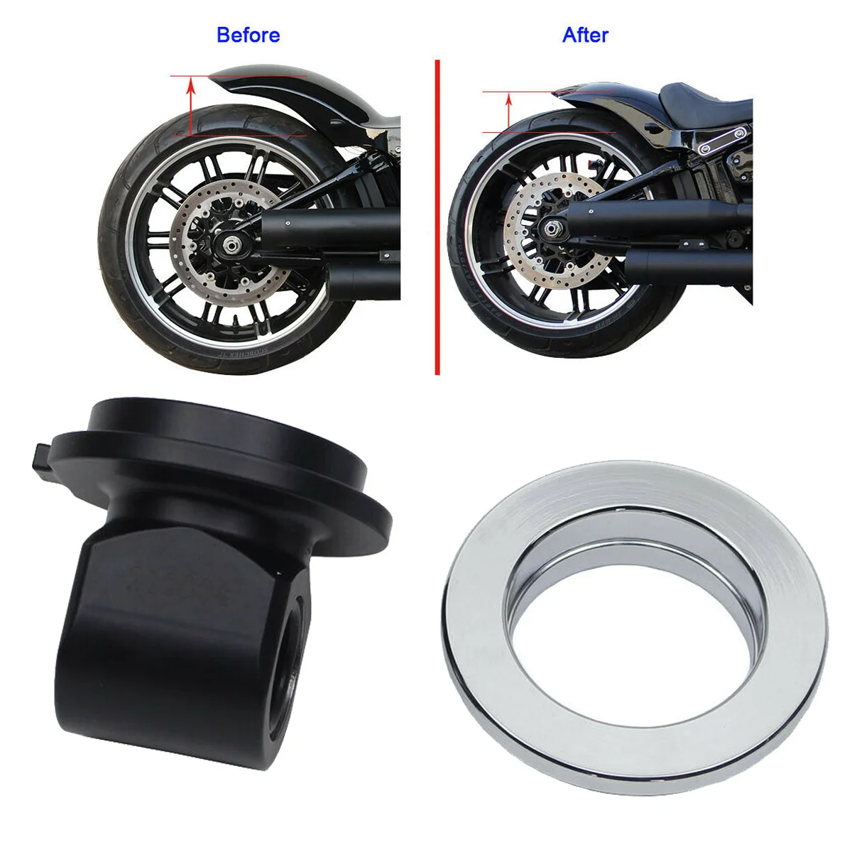 

Black Rear 1"-1.5" Shock Lowering Bracket Mount Kit For Harley Softail Slim Street Bob Deluxe Without Remote Pre-Load Adjuster