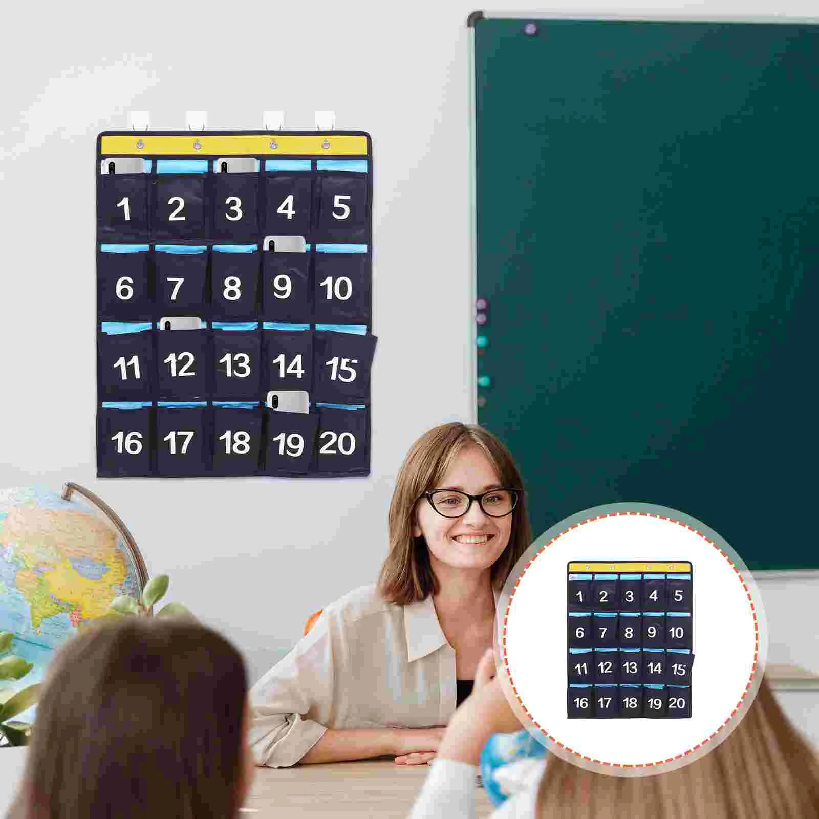 

Phone Hanging Bag Storage Cell Stand Headset Wall Door Organizer Numbered Non-woven Fabric Phones Holder Student Mobile