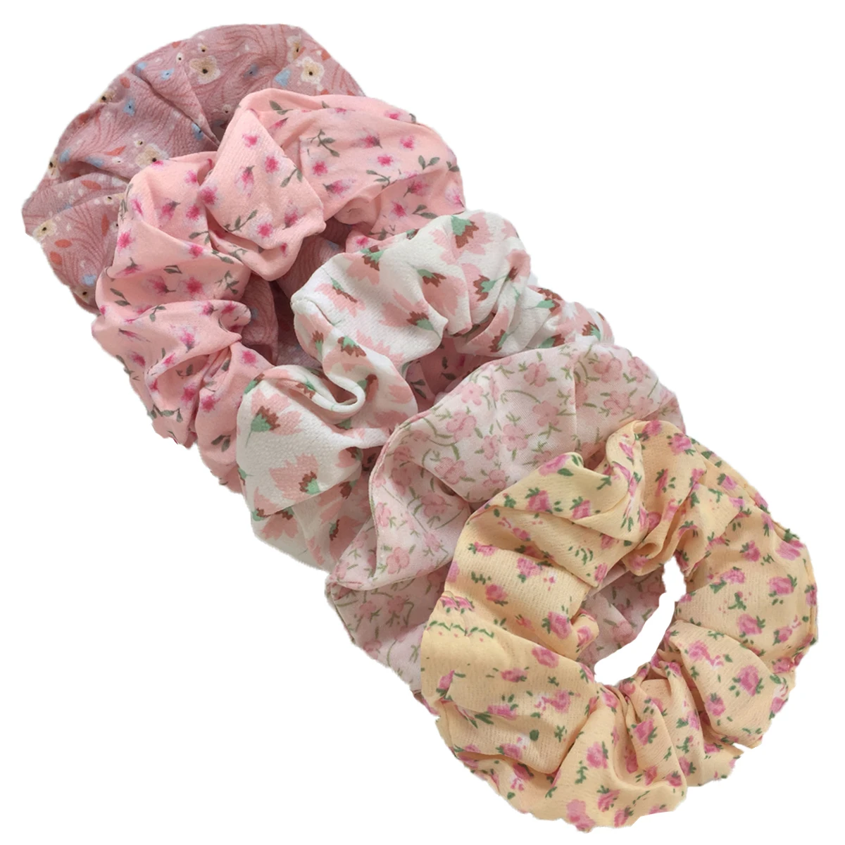 5pcs/lot Hair Scrunchies Floral Multicolor Elastic Bands for Women Girl Chiffon Hair Band Fashion  Scrunchy