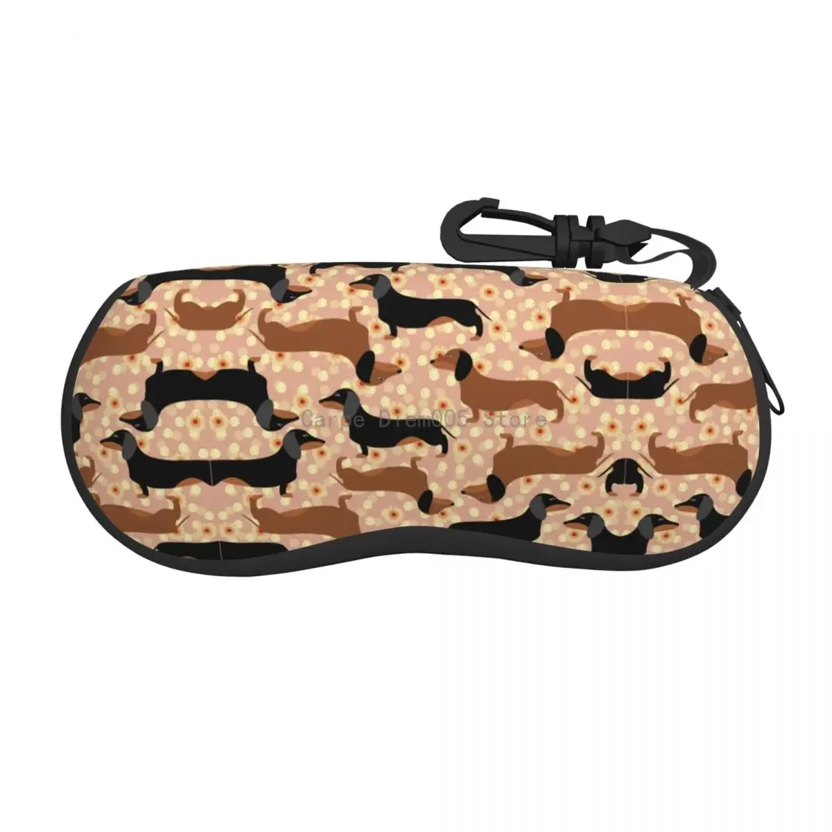 Glasses Case Seamless Dachshunds On Floral Portable Zipper   Unglasses Cover  Storage 