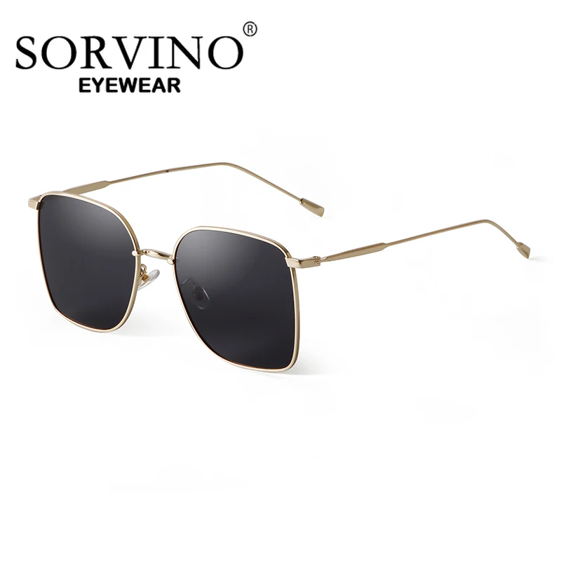 

SORVINO Luxury Metal Square Sunglasses Men Women Fashion Big Pilot Sun Glasses Classic Black Aviator Driving Travelling Shades