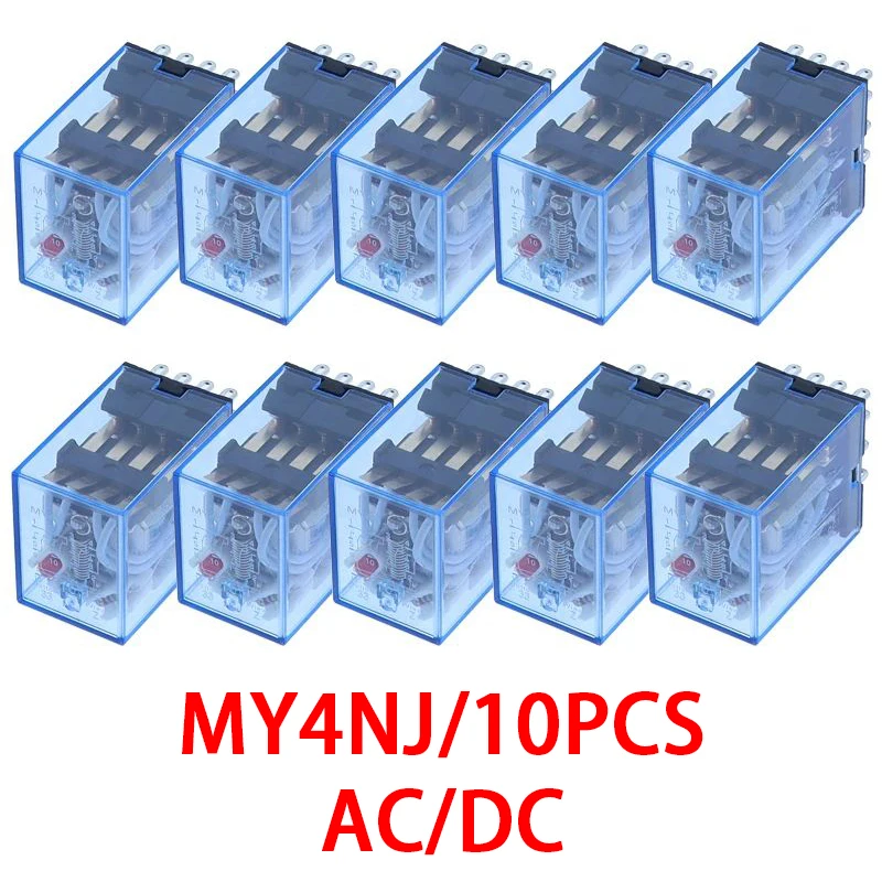 

10 шт. MY4NJ HH54P MY4N-J 14-контактный DC12V DC24V AC36V AC48V AC110V AC220V AC380V Мини-реле Промежуточное электромагнитное реле