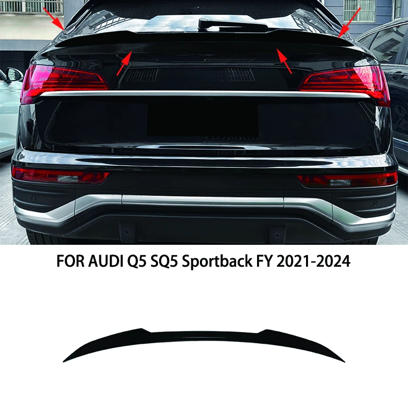 

Car accessories FIT For AUDI Q5 SQ5 Sportback FY 2021-2024 black carbon fibre Rear Door Tail Trunk Spoiler Wing Lip
