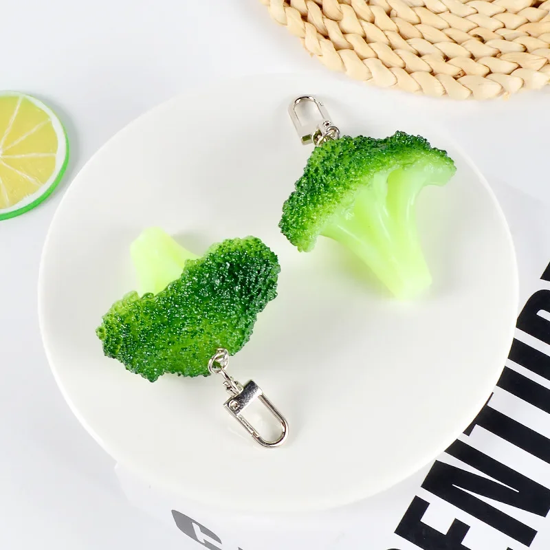 New Simulation Broccoli Keychain Creative Fashion Cute Vegetable Model Cauliflower Car Phone Bag Pendant Ornaments Gift Llaveros