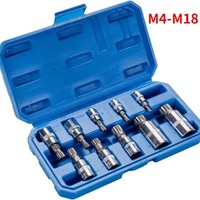 M4-M18 10PCS Professional Point Triple Square Spline Bit Socket Set Tamper Press Batch Sleeve Set Auto Repair Tools Screwdriver