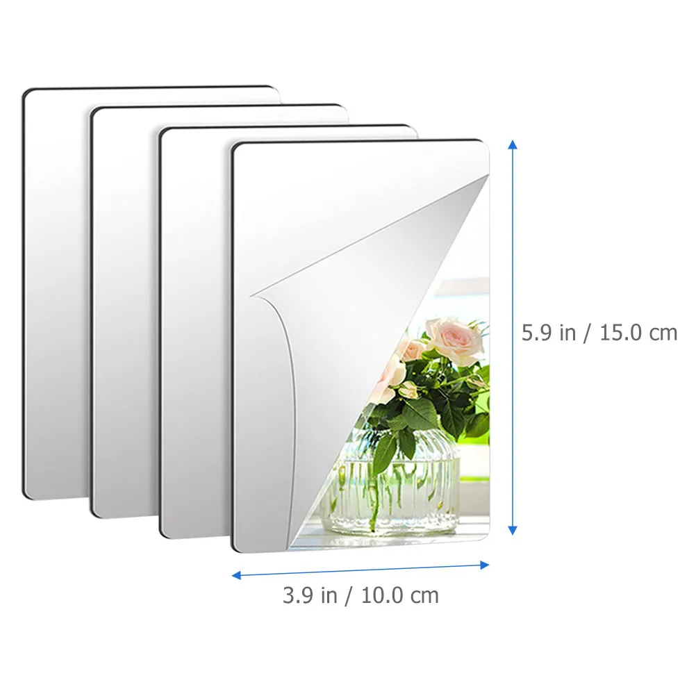 4Pcs Acrylic Mirror Self Adhesive Wall For Home Decor For Students Stickers Self-adhesive Sheets Decoration