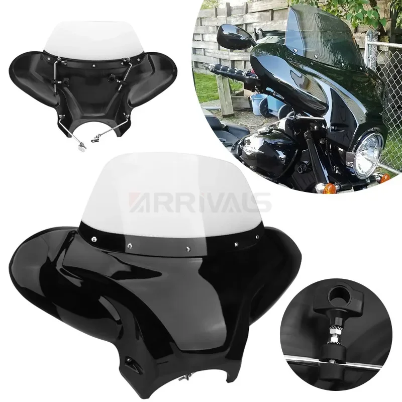 

Universal Motorcycle Fairing Batwing Windshield w/Bracket For Harley Yamaha Honda Suzuki