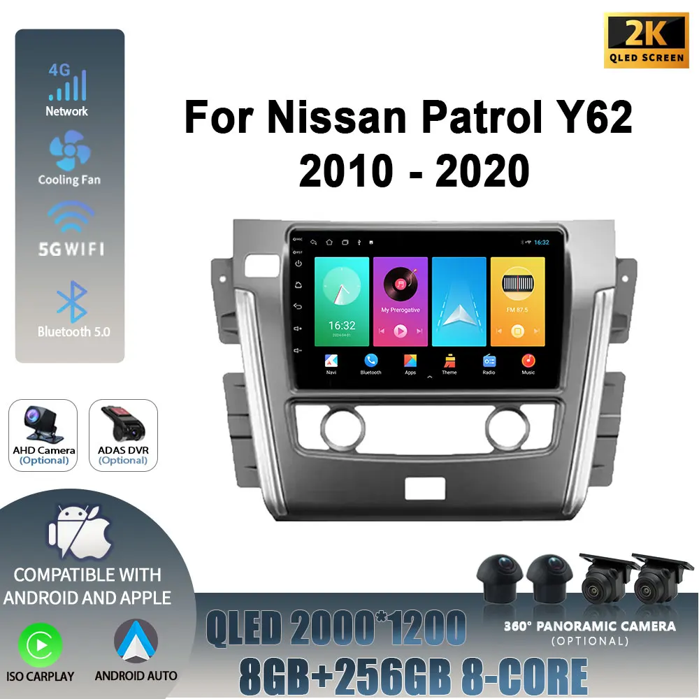 Android 14 For Nissan Patrol Y62 2010-2020 WIFI Wireless Carplay Stereo Screen Car Radio Multimedia Navigation Player 4G 2DIN