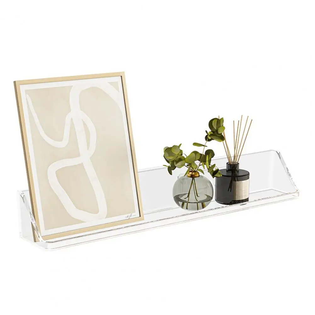Easy to Install Wall Shelf Transparent Floating Wall Shelf Self-adhesive Bookshelf Organizer Thick Display Stand for Bathroom