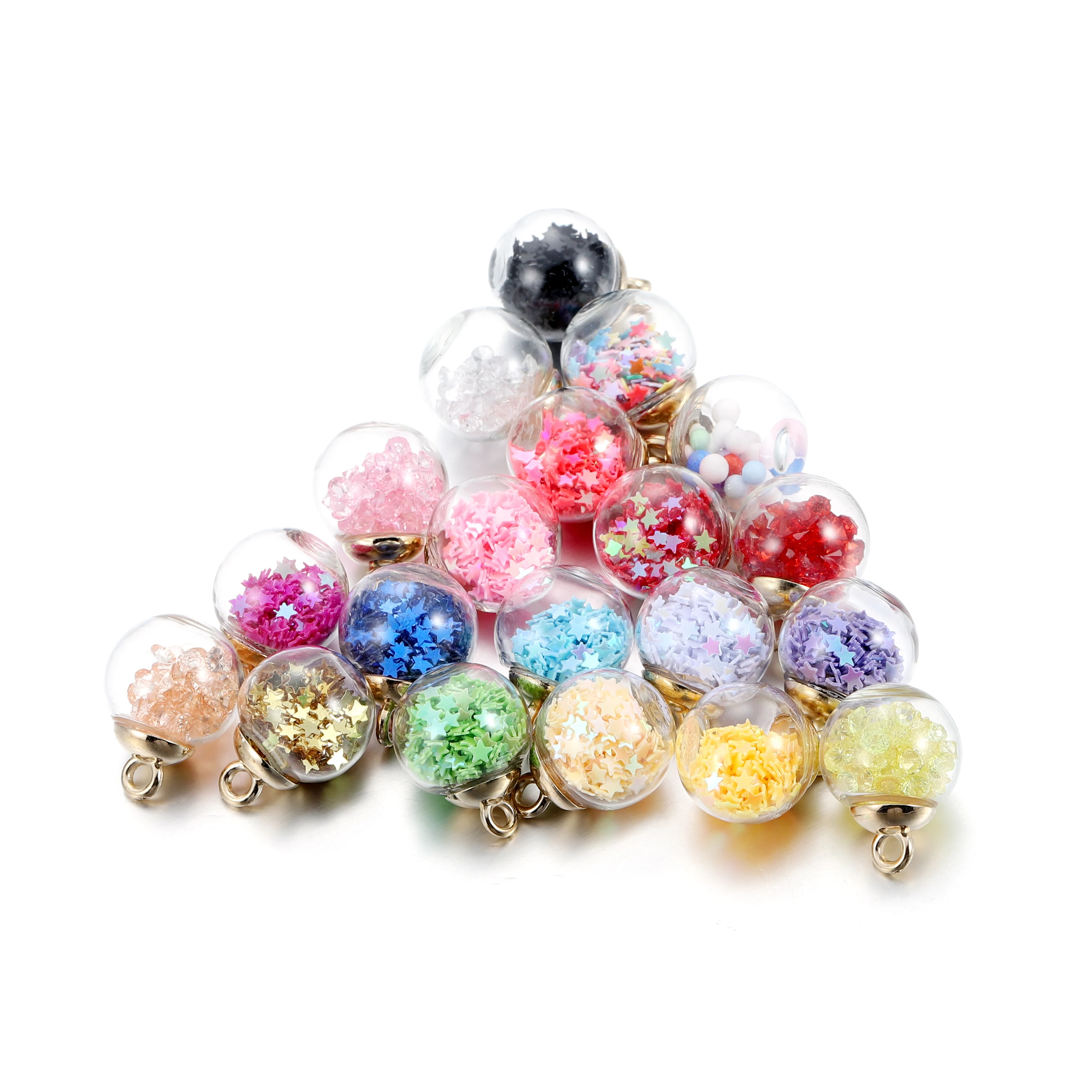 10pcs 16mm Glass Transparent Ball Star Beads Sequins Charms Pendant for Bracelet Necklace DIY Jewelry Making Accessories