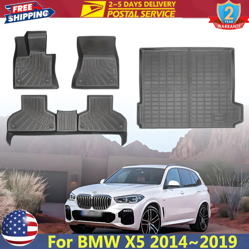 

Auto Floor Mat For BMW X5 F15 2014~2019 All Weather Custom Car Floor Liner TPE 3D All-Weather Waterproof TPE Foot Mat Trunk Pad