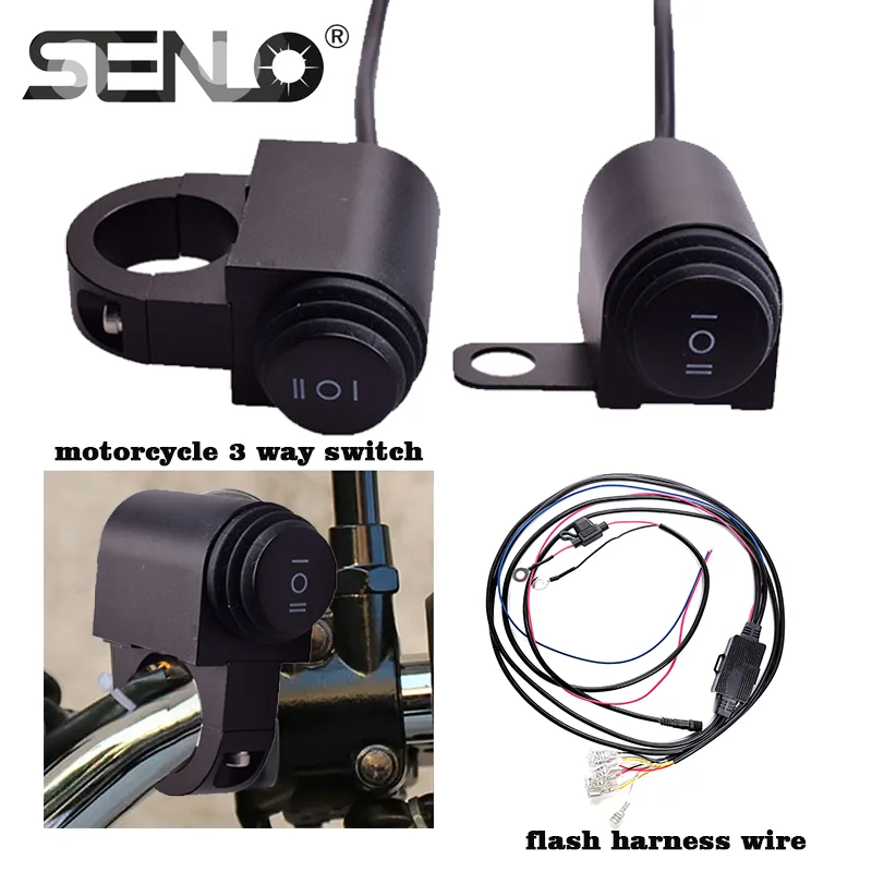

SENLO Motorcycles LED Spotlight Switch Fog Light Wiring Flash Harness Relay Wire for Light with Controller 3 Way Switch 9-24V