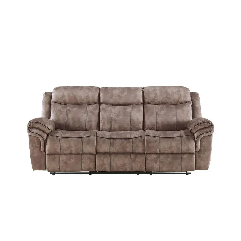

Two Tone Chocolate Velvet Recliner Sofa with USB Port and Drop Down Table