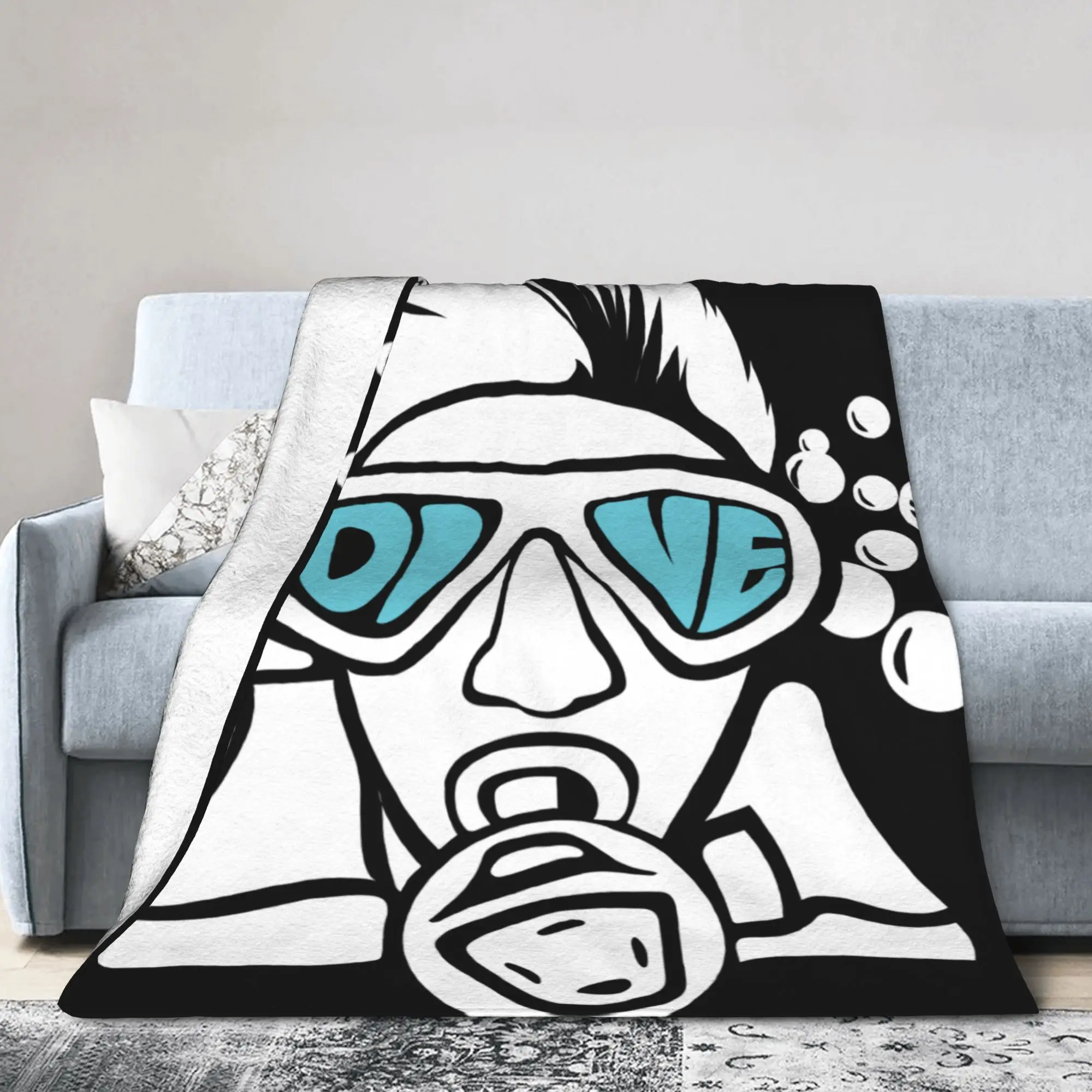 Custom Diver Blanket Soft Fleece Autumn Warm Flannel Scuba Diving Throw Blankets for Sofa Car Bedroom Bedspread