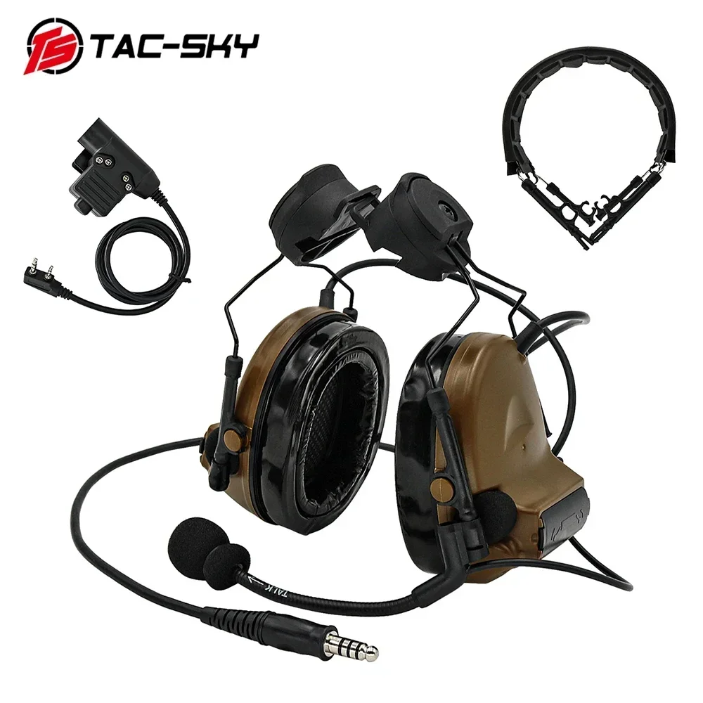 NONE TAC-SKY Taktisches Headset TSCII Gehörschutz Schießen Elektronische Ohrenschützer Mit ARC-Schienenhalterung und 94ptt für Baofeng 5