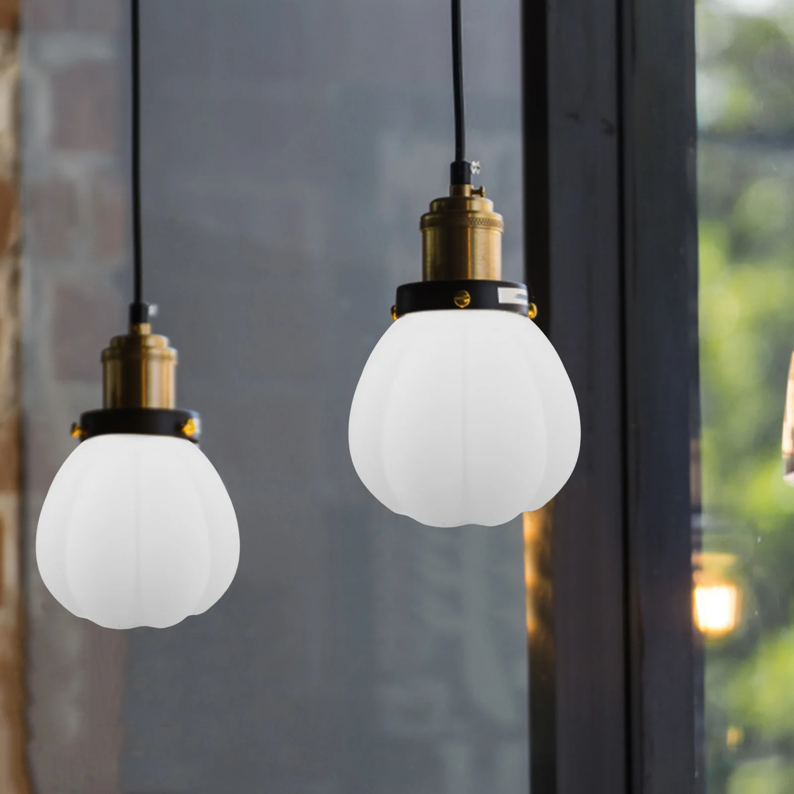 

Glass Pumpkin Lampshade Replacement Vintage Milk Glass Pendant Light Fixture Cover for Halloween Autumn Farmhouse Decor Hanging