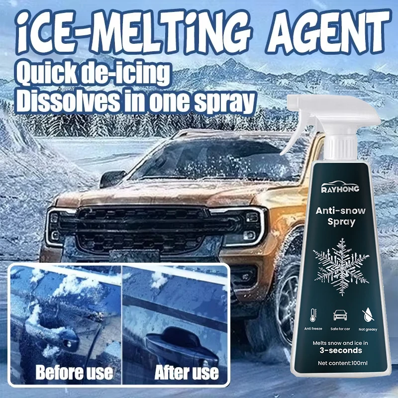 Snowmelt agent for car windshield and rearview mirror defrosting and defogging, fast melting snow, and car defrosting agent