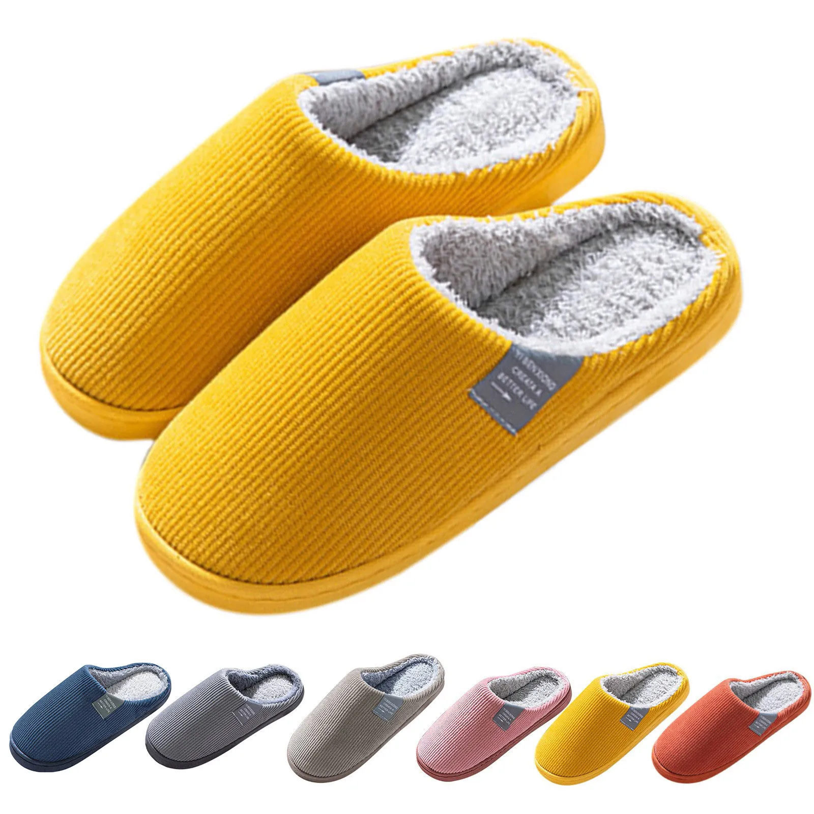 Mannen Pluche Slippers Unisex Winter Warm Bont Slippers Vrouwen Koppels Huis Antislip Zachte Schoenen Comfortabele Platte Hak Thuis Binnen Slaapkamer