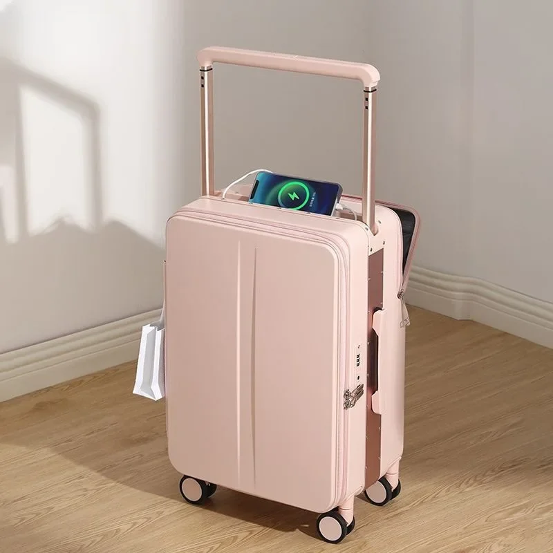 Rolling Luggage Wide Pull Rod Travel Suitcase AB Double-sided Opening Cover Trolley Case Multifunctional Trunk Universal Wheel