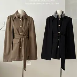 Maillard da donna giacca a vento collare cintura mantello cappotto di lana anni '90 autunno/inverno temperamento sciolto Maillard Design Sense Top