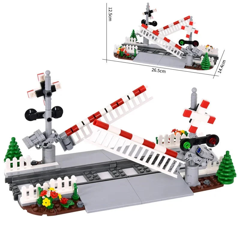 Train Station Bridge Brick Signs Signal Lights Model City Train Tracks Trein Track Rails Straight Curved Railway Building Blocks