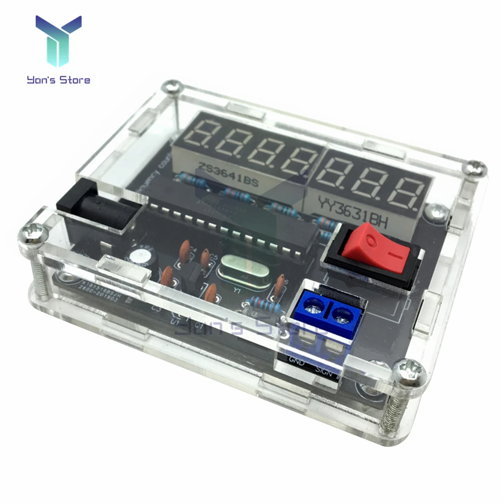 AVR LED Digital Frequency Meter DIY Kit 0.45HZ-10MHZ Frequency Counter with Acrylic Shell Cymometer 0.000 001Hz Resolution