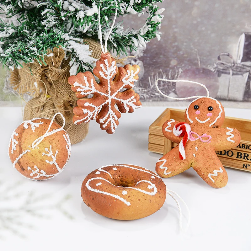 Christmas Tree Pendants Snowflake Gingerbread Man Foam Ball Hanging Ornaments 2024 Christmas Decoration For Home New Year 2025