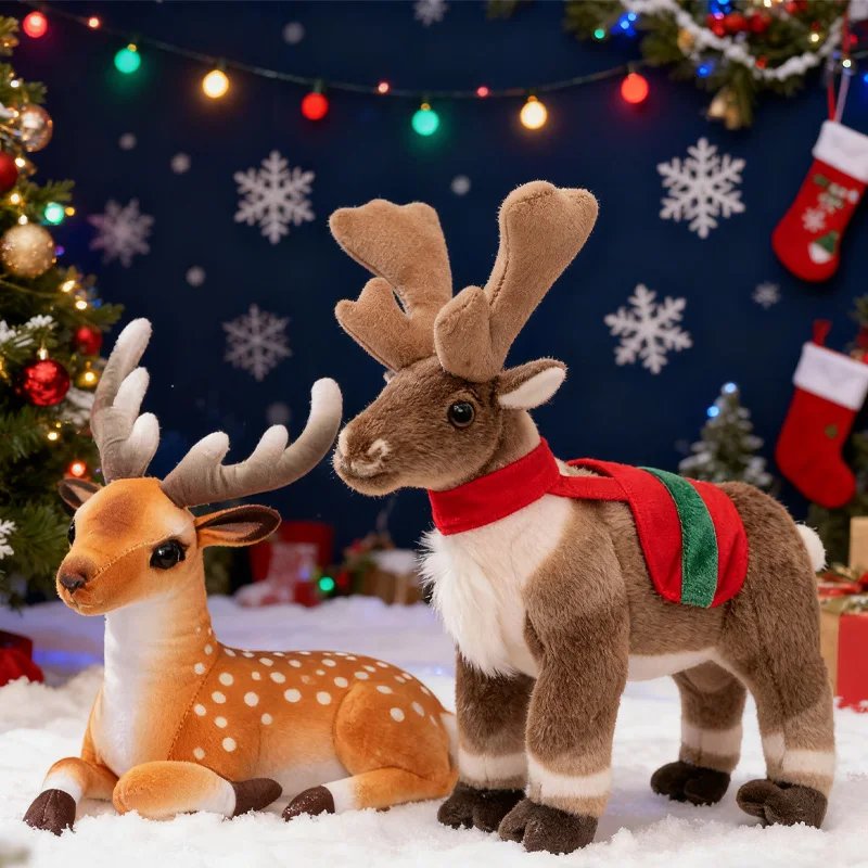 かわいいヘラジカシカ鹿ぬいぐるみリアルなクリスマスパーティーの雰囲気の装飾抱きしめやすい人形クリスマスフェスティバルギフト友人への