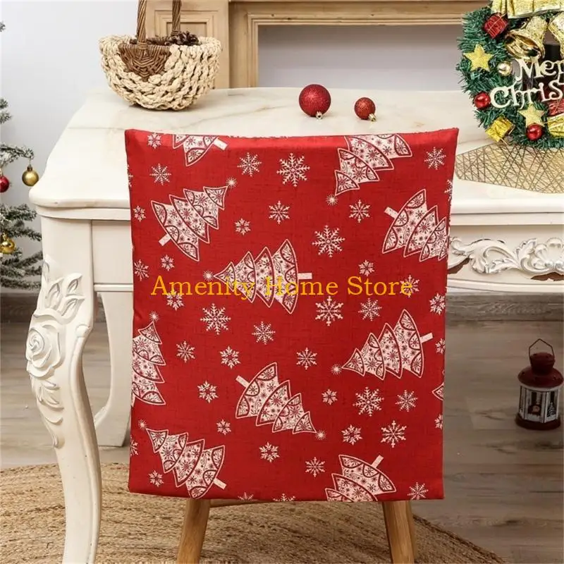 F26C Christmas Decorations Chair Back Cover Colorful Chair Cover for Living Room Home
