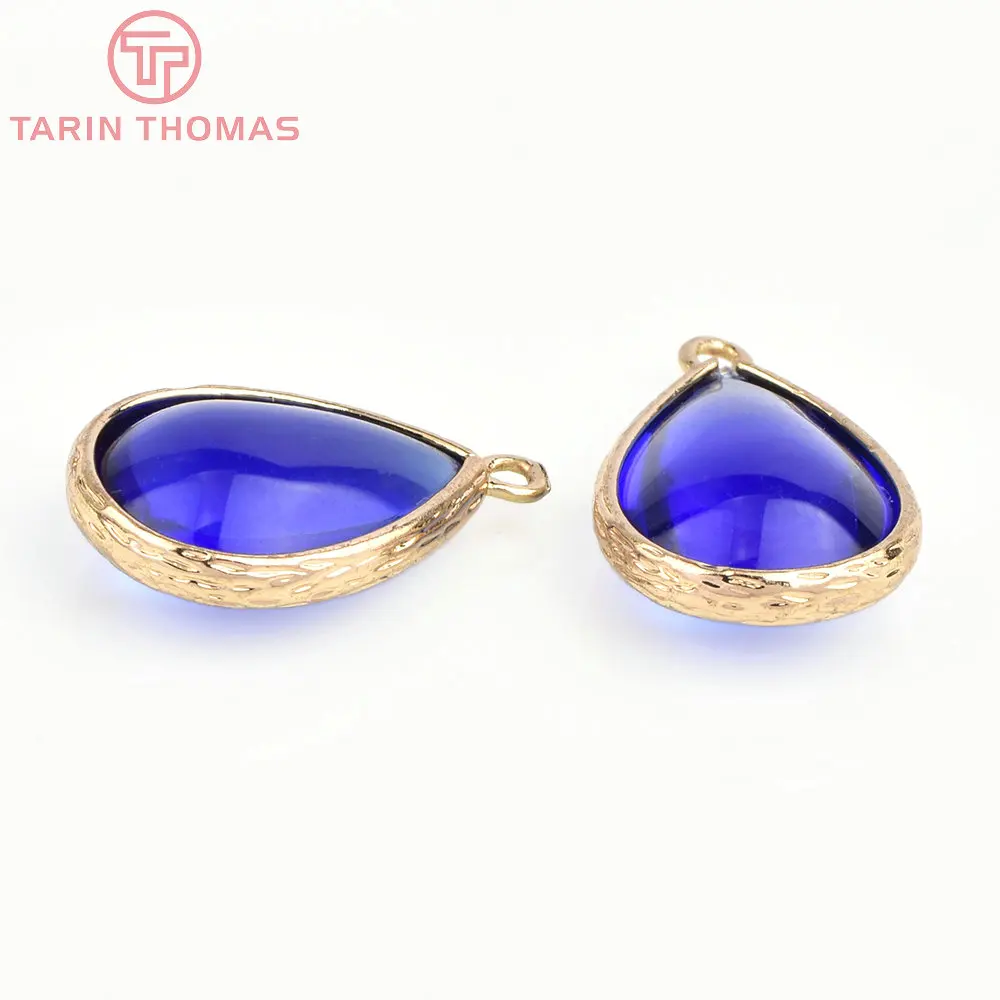(4122)10PCS 22x14MM 24K Champagner Gold Farbe Messing und Glas Tear Drop Form Charms Anhänger Diy schmuck Erkenntnisse Zubehör – Detail 22