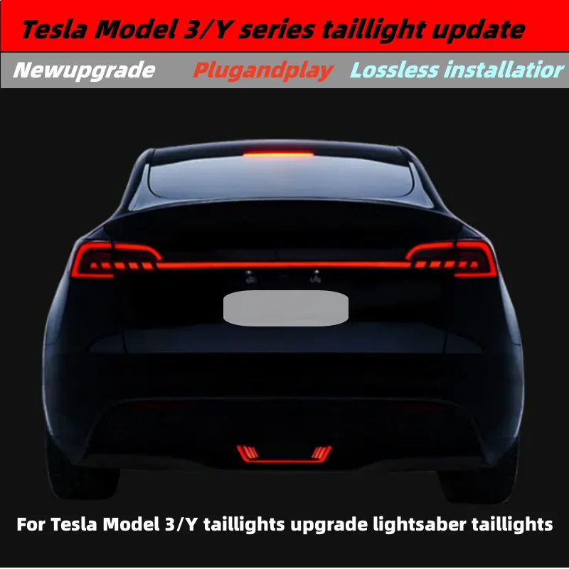 Taillight For Tesla Model 3 Y 2019-2023 LED Through Trunk Tail Light Modified Rear Lamp Streamer Turn Signal Width Cross Lamp